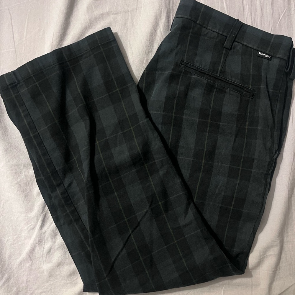 Wrangler Men's Dark Plaid Dress Pants